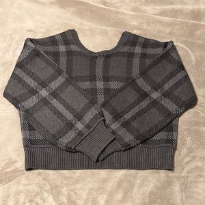 Vintage Havana reversible gray and black plaid sweater